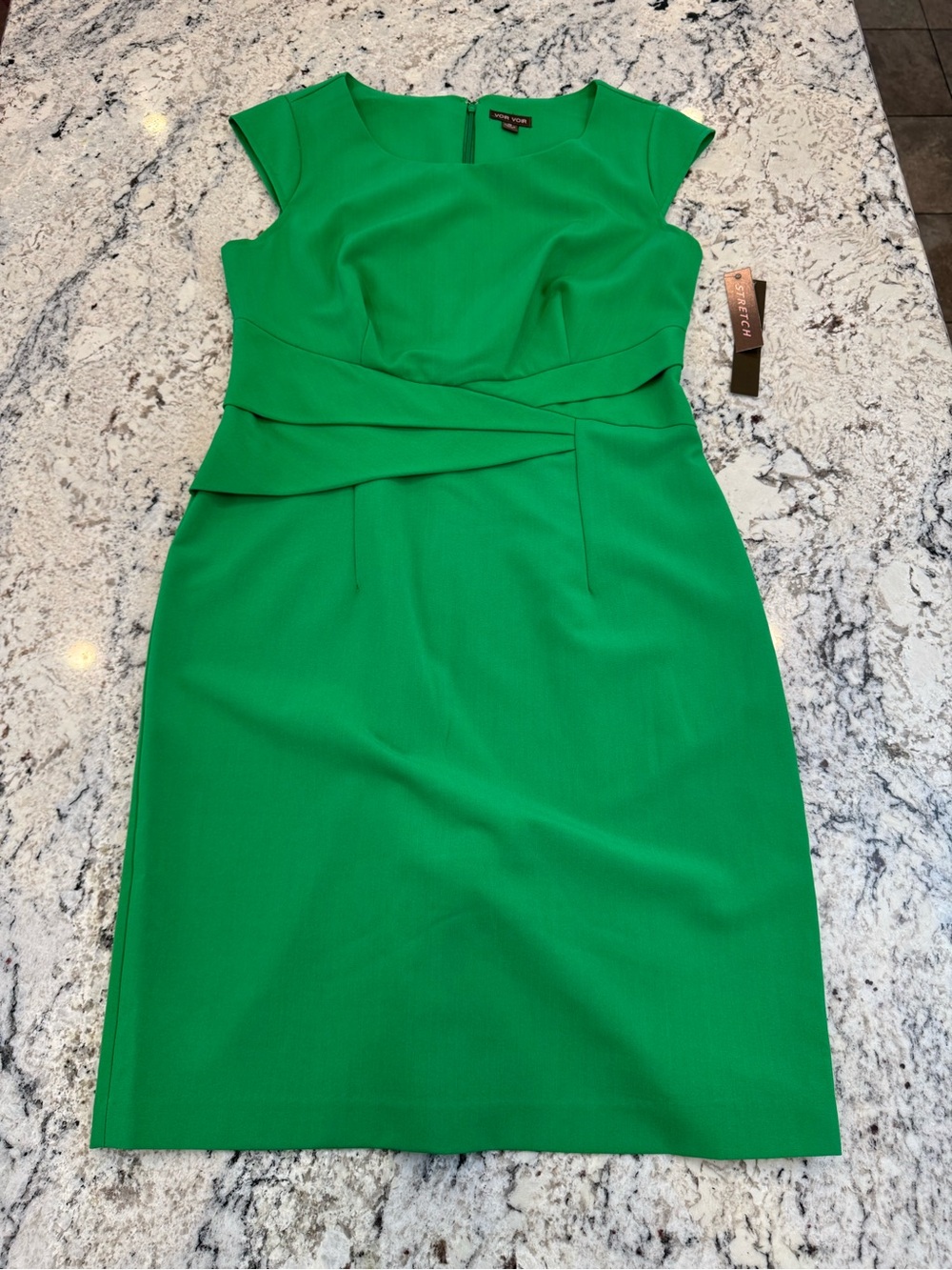 Voir Voir Emerald Green Cap-Sleeve Midi Sheath Dress - Picture 9 of 10